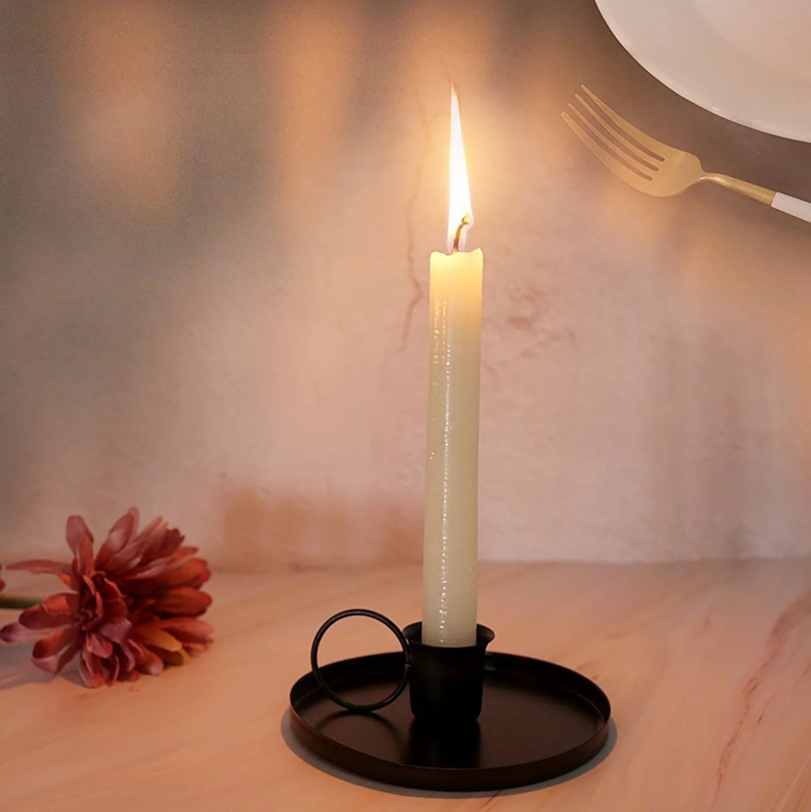 Vikakiooze Retro Iron Round Candle Holder,Black Candlestick Holders, Candlelight Stand With Handl... | Walmart (US)