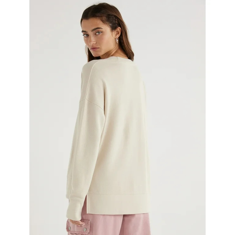 Time and Tru Women's High Low Pullover Sweatshirt, Sizes S-3XL - Walmart.com | Walmart (US)