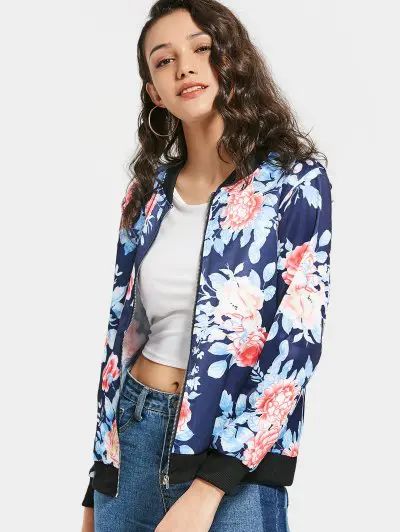 Floral Zip Up Bomber Jacket | ZAFUL (Global)