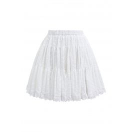 Eyelet Embroidered Flare Mini Skirt | Chicwish