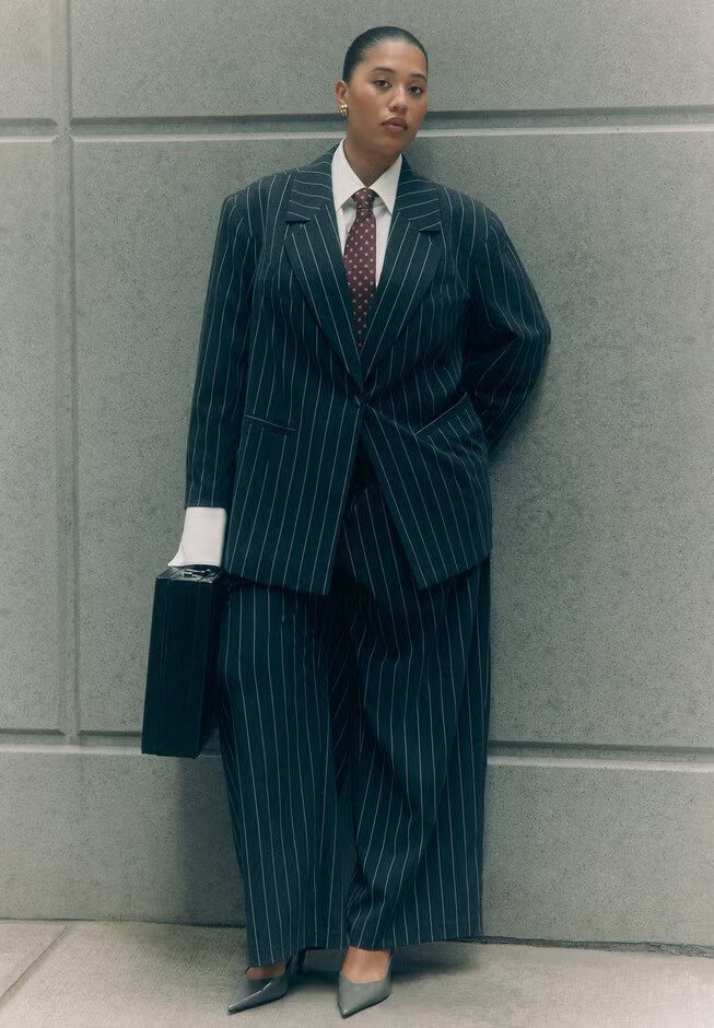 Wide Leg Pinstripe Trouser | Eloquii