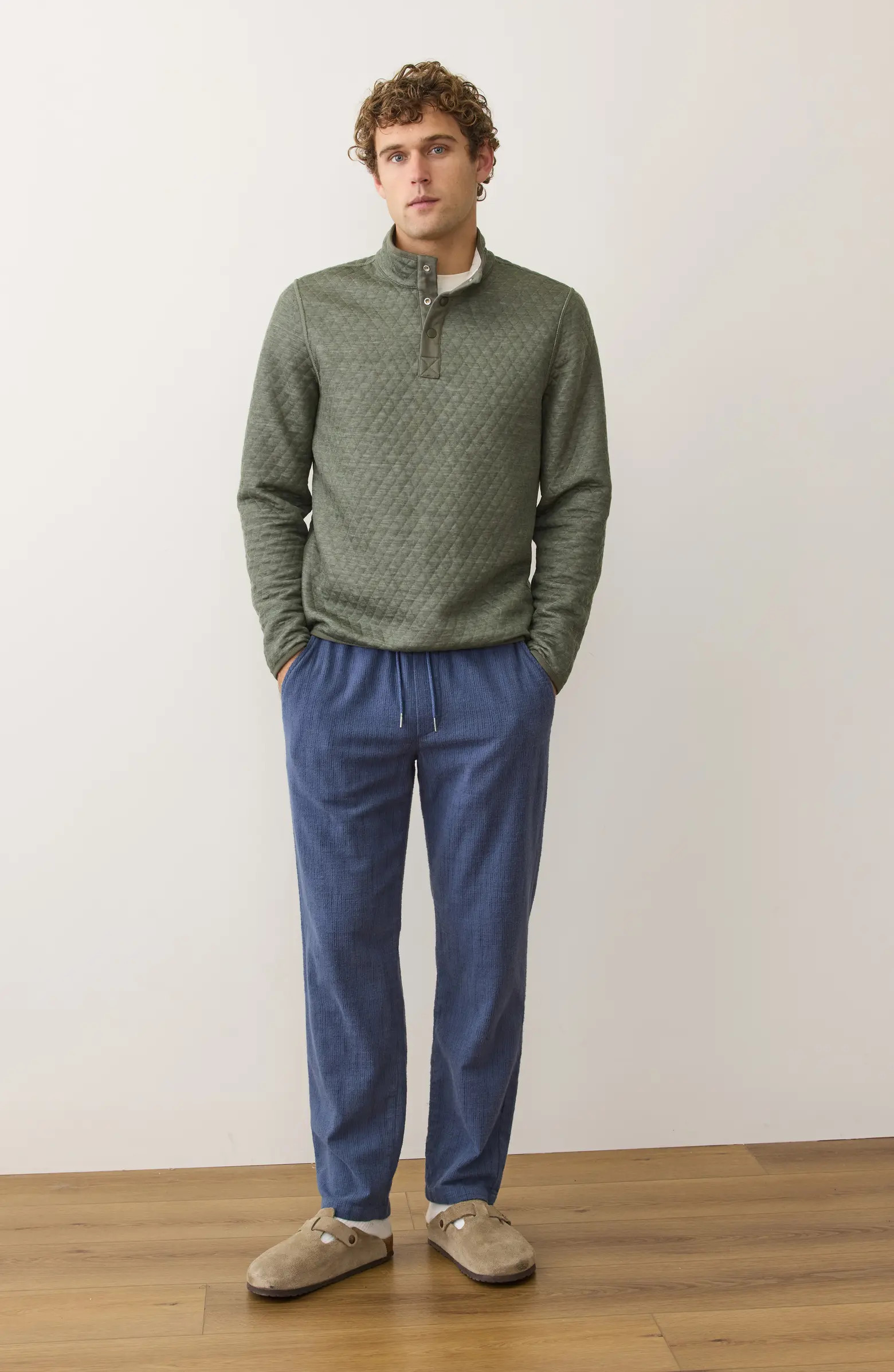 Marine Layer Corbet Reversible Quilted Snap Placket Sweatshirt | Nordstrom | Nordstrom