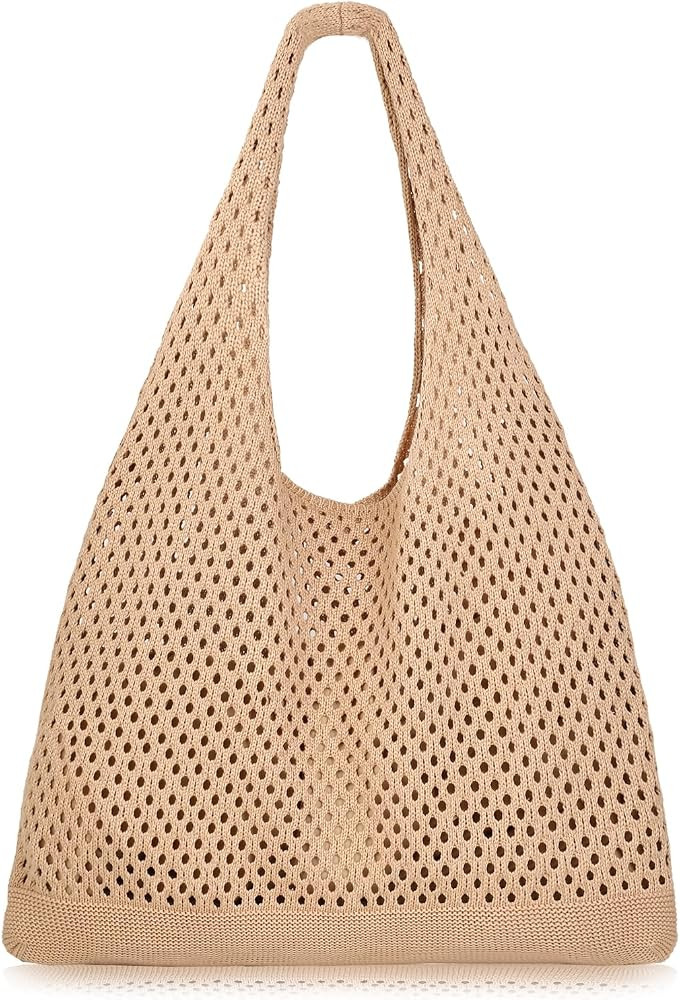 COOKOOKY Crochet Beach Tote bag Summer Beach Bag for Women Aesthetic Mesh Tote Bag Hippie Bag Kni... | Amazon (US)