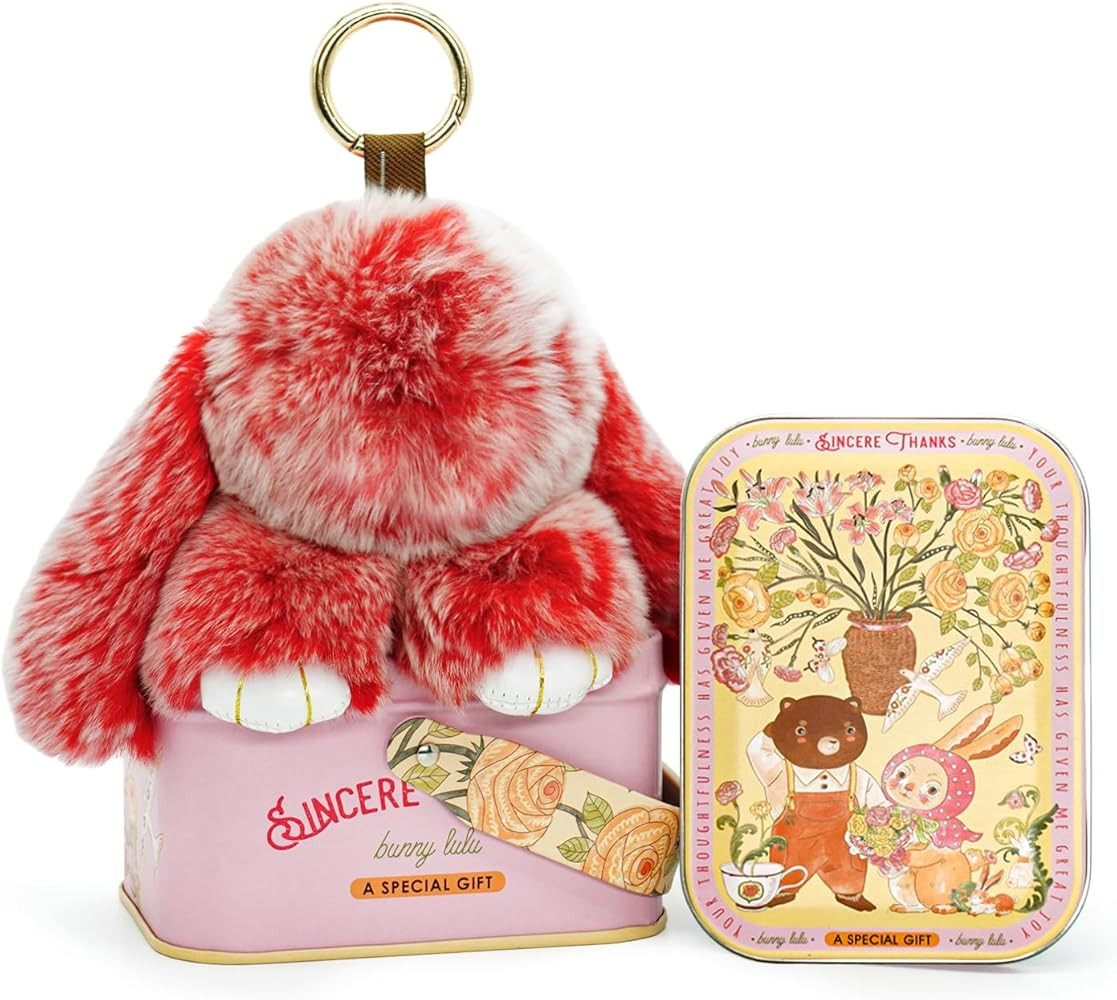 Bunny Keychain with Gift Tin – 5.8" Handmade Plush Bag Charm for Women & Girls – Soft Travel ... | Amazon (US)