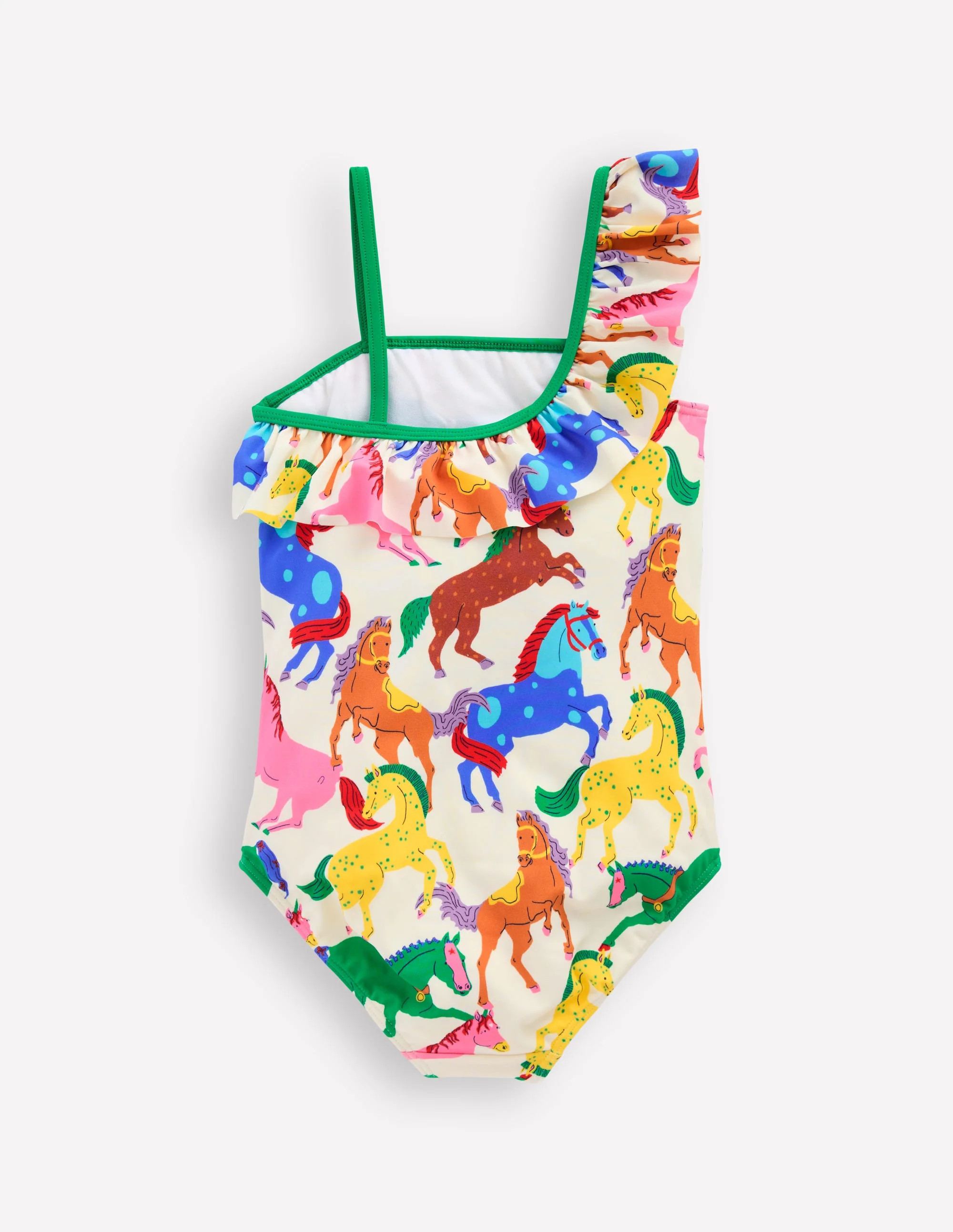 Lila One Shoulder Swimsuit-Multi Rainbow Horses | Boden (US)