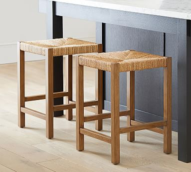 Malibu Woven Backless Stool | Pottery Barn (US)