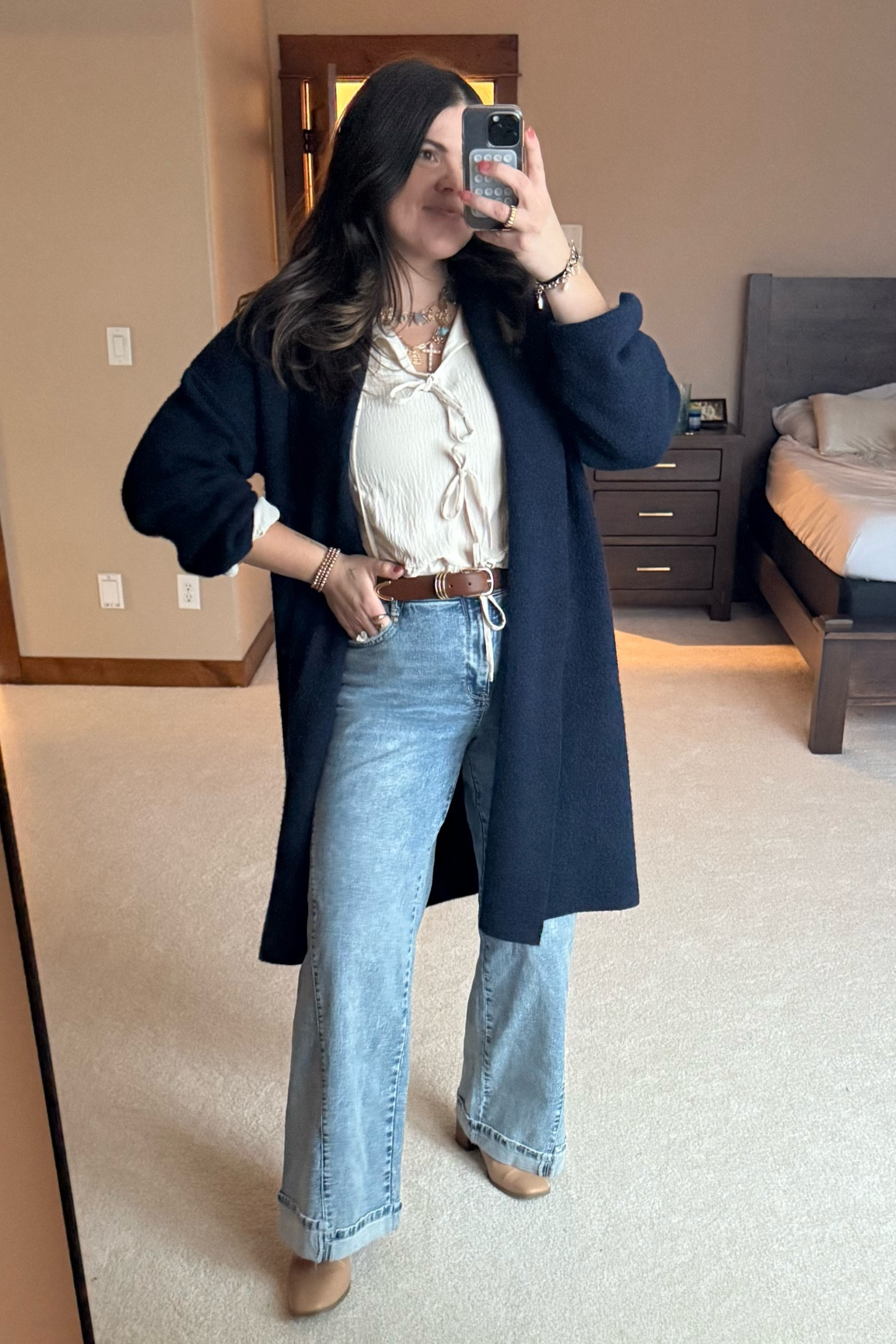Church outfit tonight - feel so cozy and chic in this 🫶🏼

Mom outfit, winter outfit, wide leg jeans, sister cardigan, Amazon sweater, teacher outfit 


#LTKStyleTip #LTKMidsize #LTKFindsUnder50