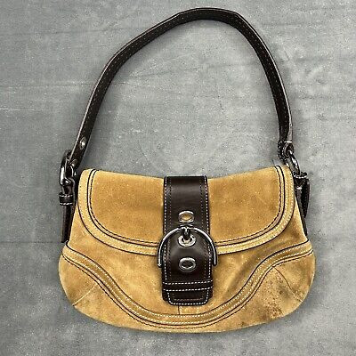 Coach Women's Brown Suede Leather Shoulder Bag Buckle Trim Hobo Handbag  | eBay | eBay US