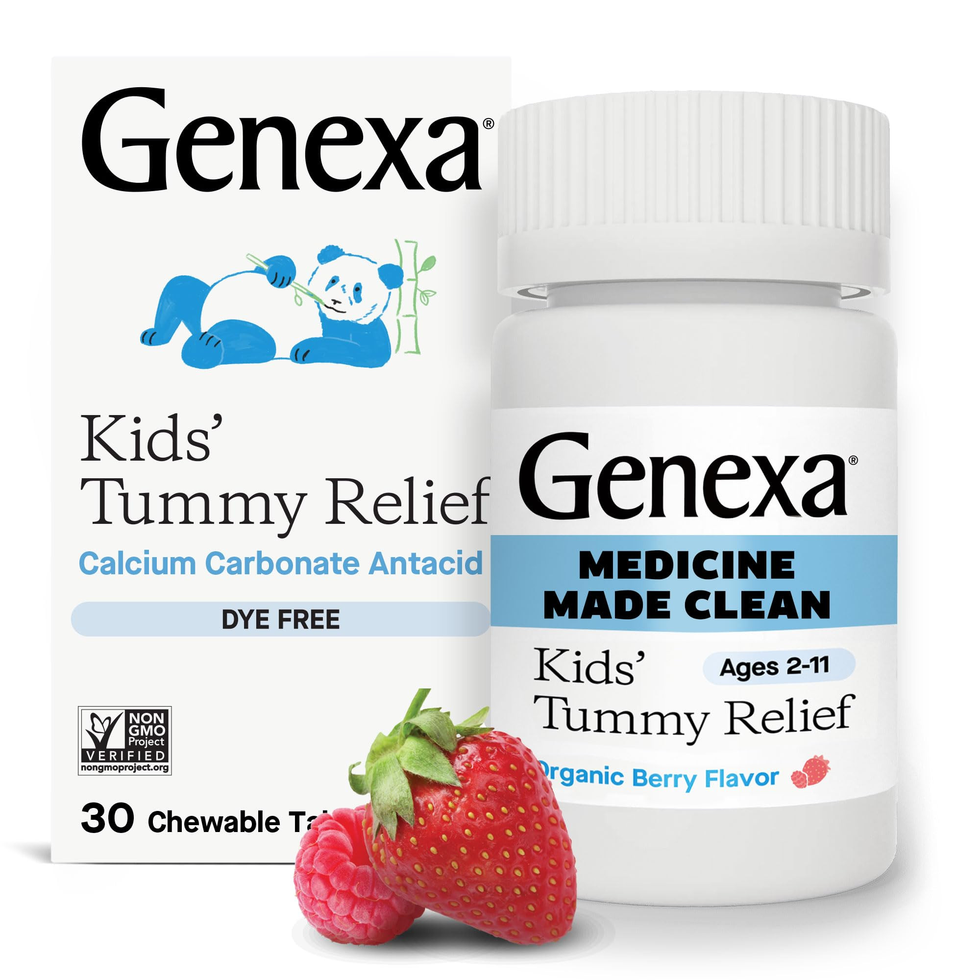 Genexa Kids’ Clean Dye Free Tummy Relief | Heartburn, Acid Indigestion, Sour Stomach Chewable A... | Amazon (US)