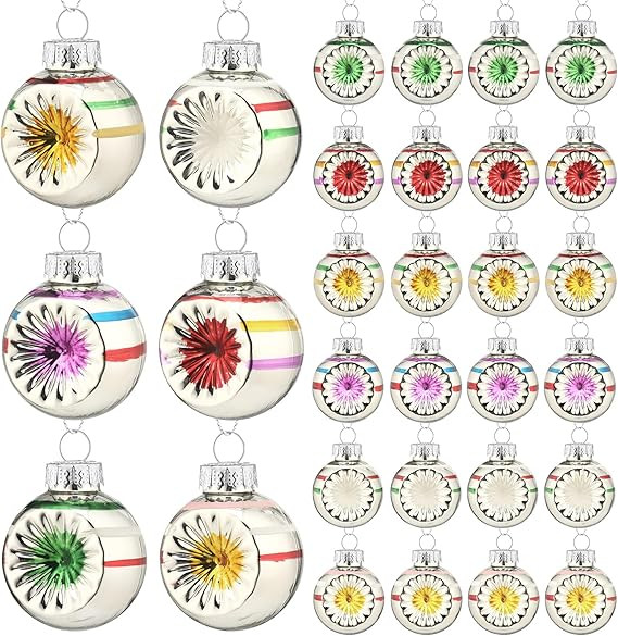 Sliner 24 Pcs Christmas 45mm/1.77'' Mini Glass Ornament Multicolored Christmas Tree Ornaments Vin... | Amazon (US)