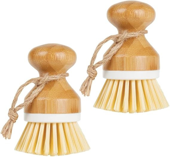 mDesign Bamboo Non-Scratch Scrub Cleaning Brush, Dishes Scrubber for Kitchen, Bathroom - Perfect ... | Amazon (US)