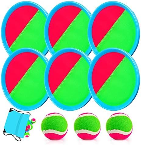 Beach Toys,Aywewii Toss and Catch Ball Set Outdoor Toys for Kids Playground Balls Set with 6 Paddles | Amazon (US)
