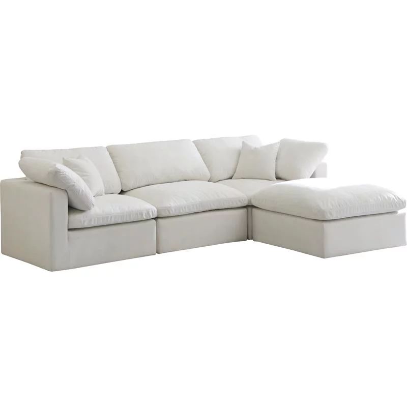 Meridian Furniture Plush Standard Cream Velvet Modular Sectional - Walmart.com | Walmart (US)