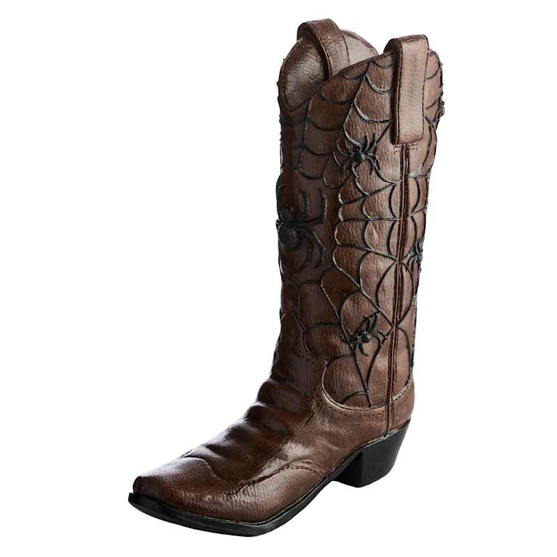 Brown Cowboy Boot with Spider Web, 12" | At Home