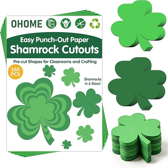 St Patricks Day Decorations - 180 PCS Shamrock Cutouts Pre-Cut Set | St Patricks Day Party Favors... | Amazon (US)