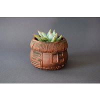 Handcrafted Ceramic House Planter For Succulents, Cacti, & Tillandsias. Cute Small Indoor Plant Pot. Air Holder | Etsy (US)