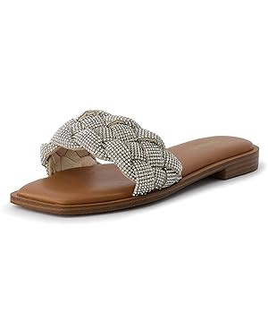 CUSHIONAIRE Women's Verse woven rhinestone slide sandal +Memory Foam, Wide Widths Available | Amazon (US)