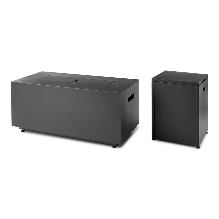 Mainstays Modern Steel Fire Pit Table with Tank Hideaway and Cover, Matte Black | Walmart (US)