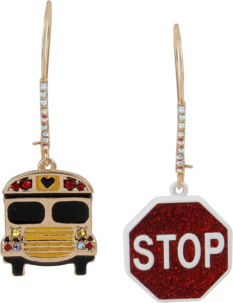 Betsey Johnson School Bus Mismatch Dangle Earrings | Amazon (US)