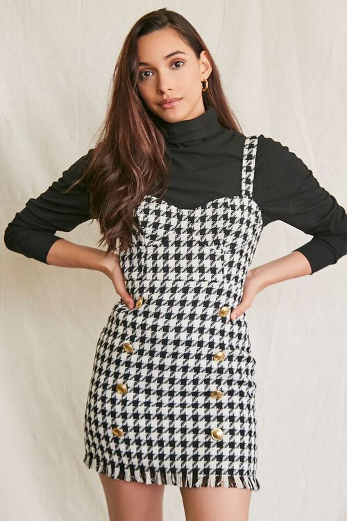 Frayed Houndstooth Pinafore Dress | Forever 21 (US)