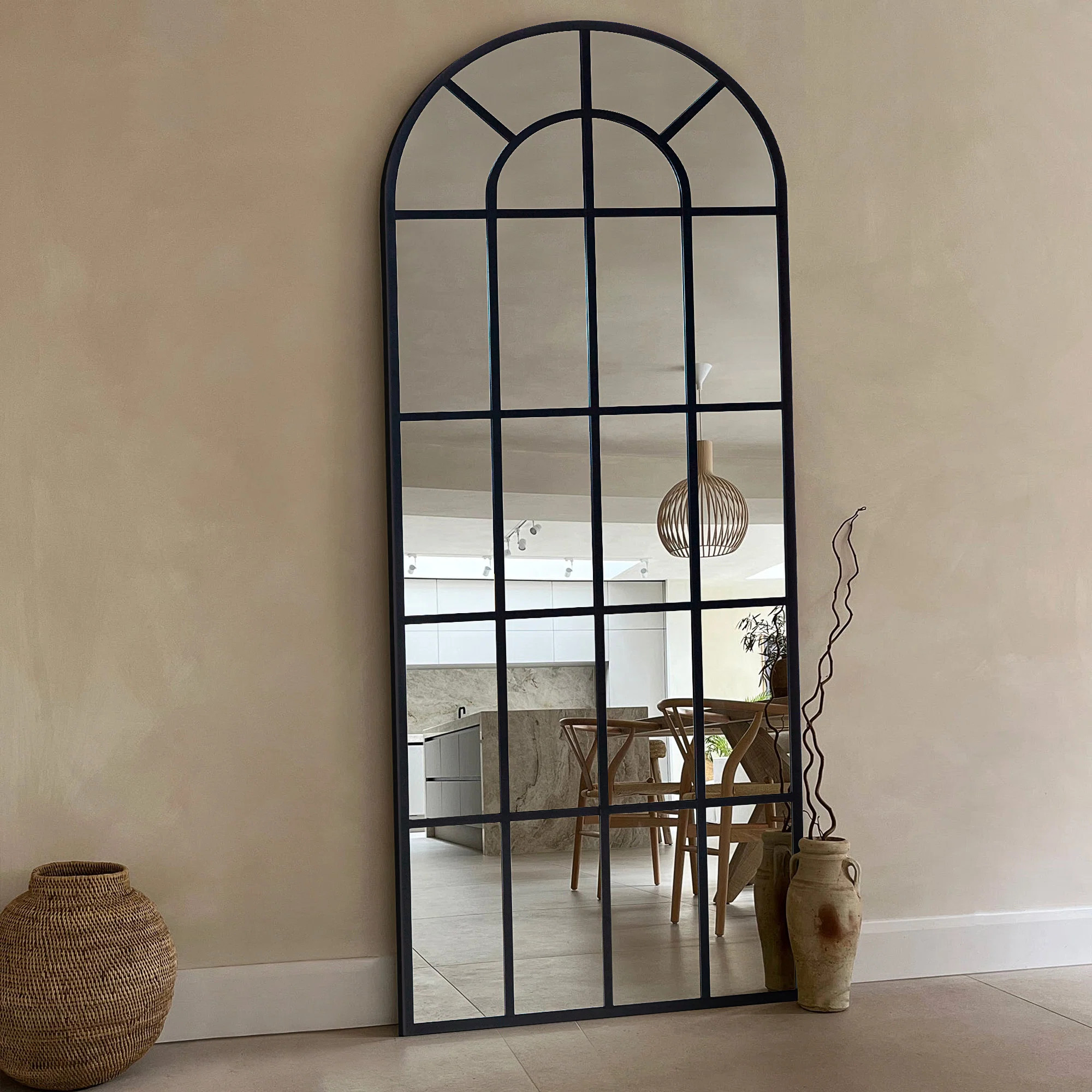 Oversized Arched Top Window Pane Full Length Mirror | Wayfair North America