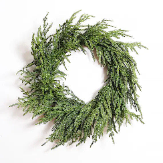 Real Touch Norfolk Pine Front Door Christmas Holiday Winter Wreath | Etsy (US)
