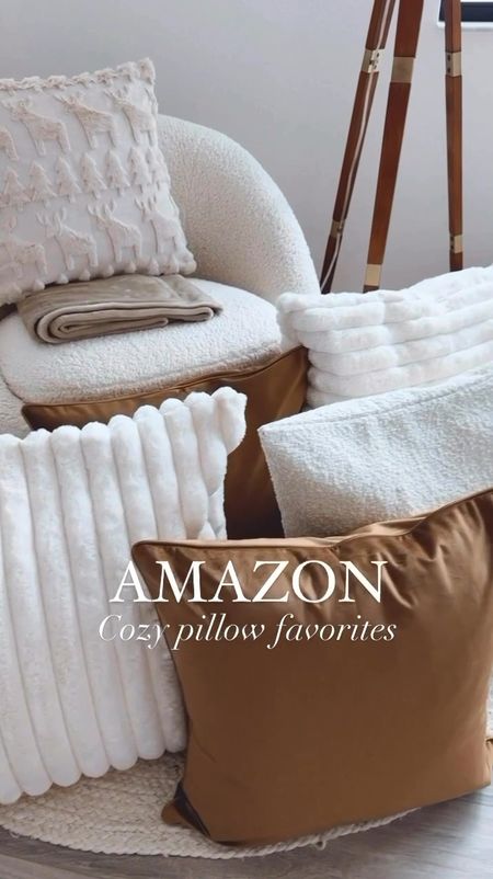 Cozy pillow favorites from Amazon 
This brown velvet pillow is gorgeous and perfect to make a statement in your living room and bedroom.
The best fluffy insert from Amazon 
Ivory and linen pillows are 24x24
The velvet is 20x20 



#LTKU #LTKHome #LTKVideo