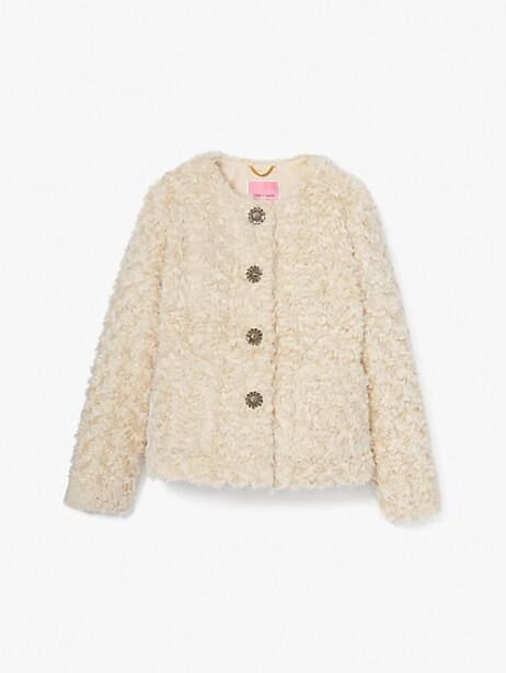 faux fur jewel-button jacket | Kate Spade (US)