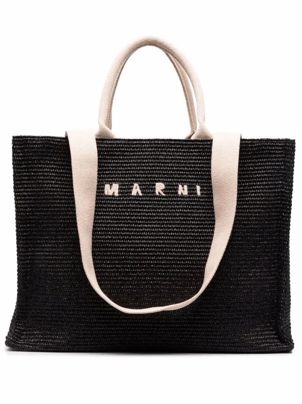 logo-embroidered raffia tote bag | Farfetch Global