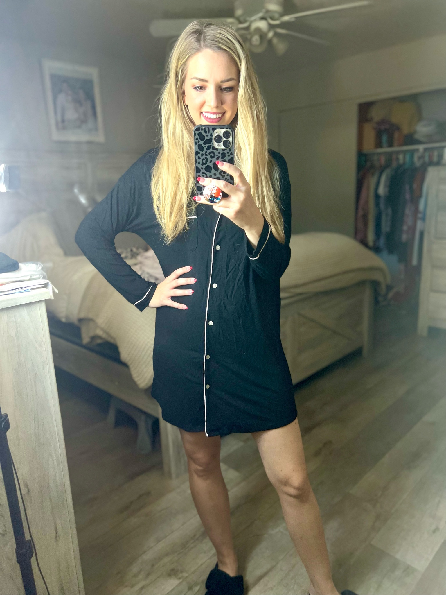 I’m in a medium in this pajama gown, great for nursing and postpartum 

#LTKunder50 #LTKstyletip #LTKbump