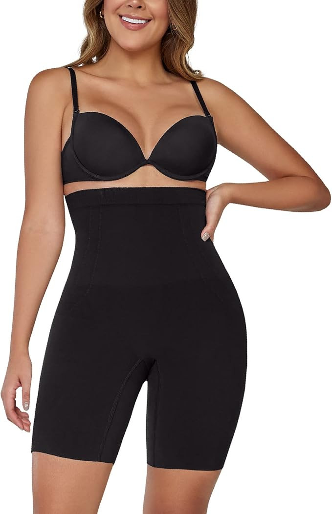 CURVEEZ High Waist Tummy Control Body Shaper for Women, Butt Lifter Shorts | Amazon (US)