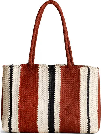 Leather Stripe Woven Tote | Nordstrom Rack