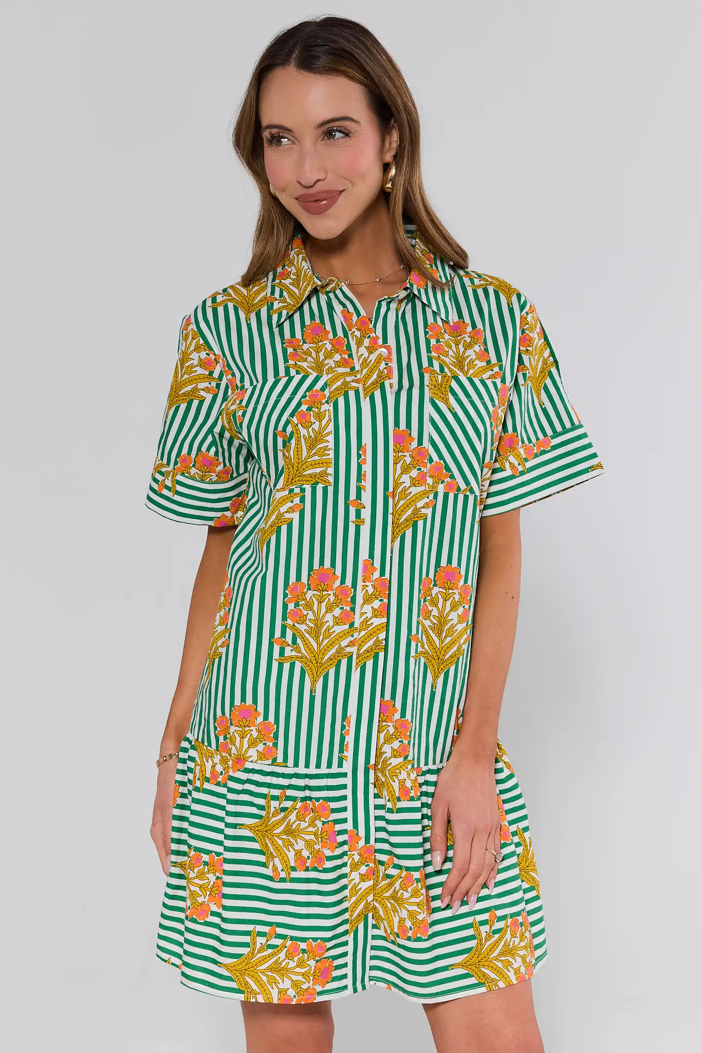 Green Drop Waist Short Dress by THML | Avara