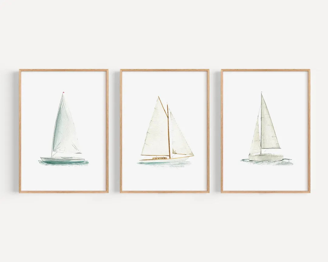 Sailboat Nautical Art Print, Nautical Art Print, Coastal Decor, Beach Decor, Nautical Decor Nurse... | Etsy (US)