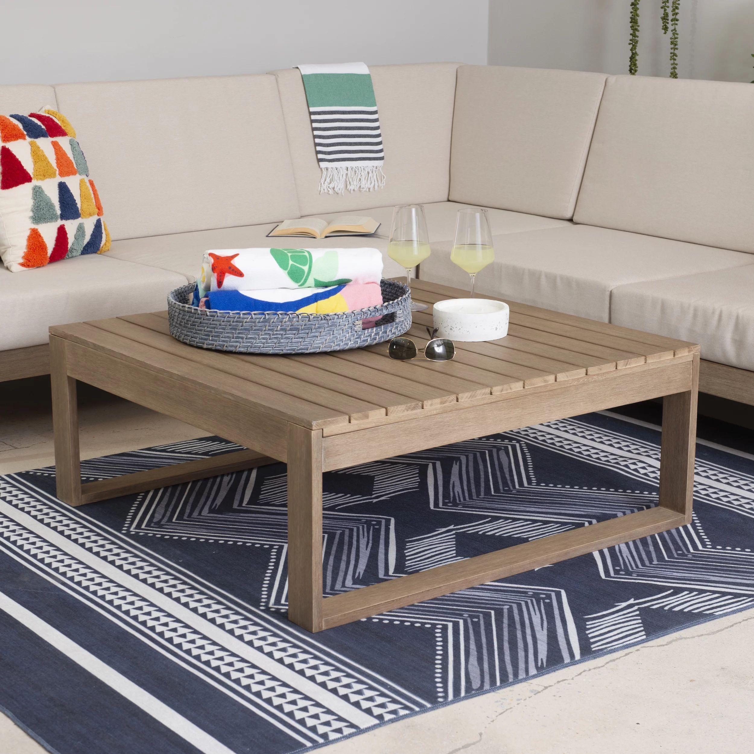 Linon Hedley Outdoor Coffee Table, Natural | Walmart (US)