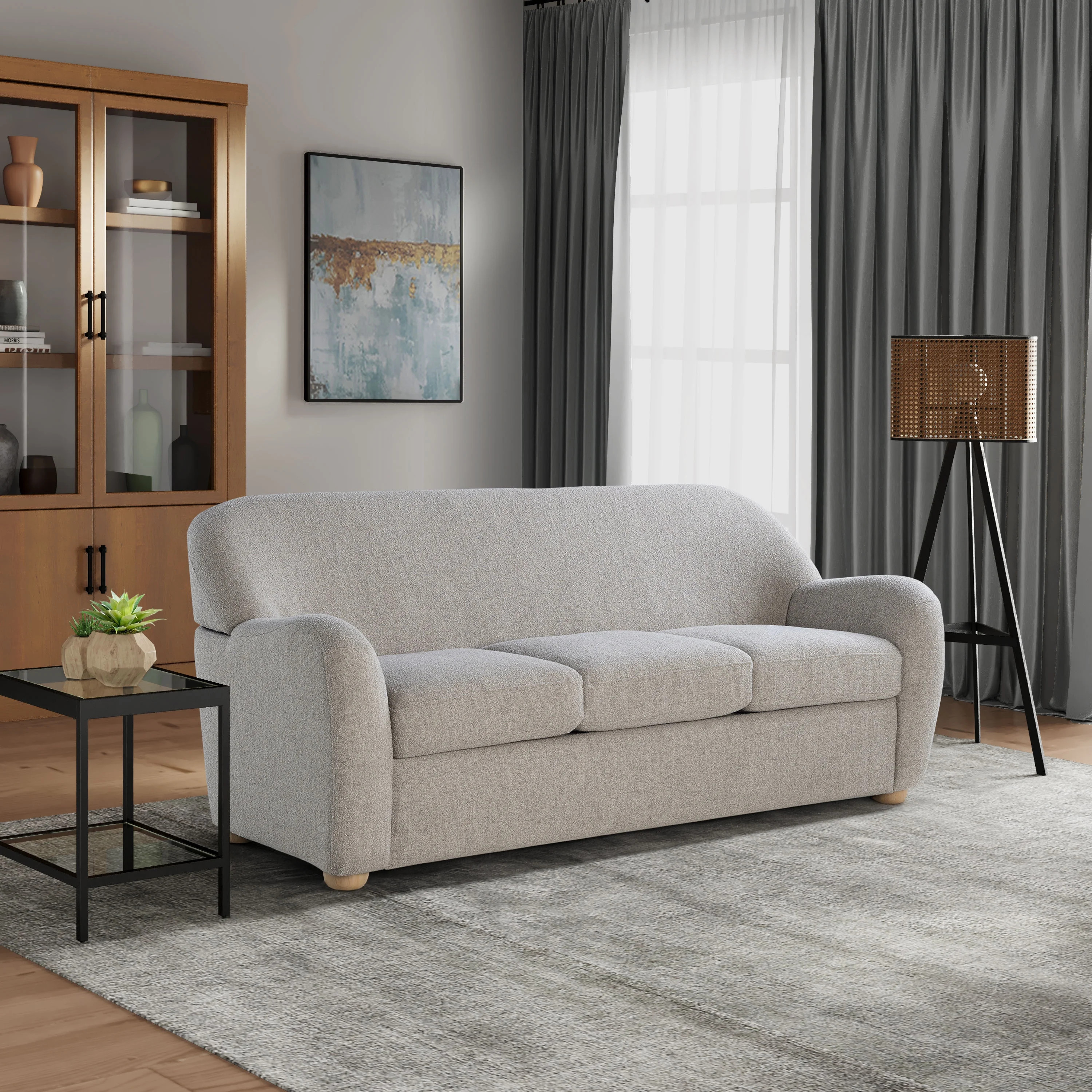 Studio Living Genifer Modern Sofa, Pebble Gray Boucle Fabric | Walmart (US)