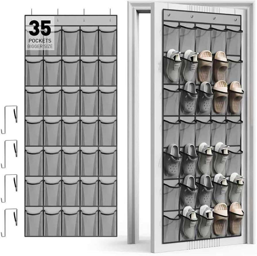 WVM Over the Door Shoe Organizer with 35 Breathable Mesh Pockets, Hanging Shoe Organizer for Door... | Amazon (US)