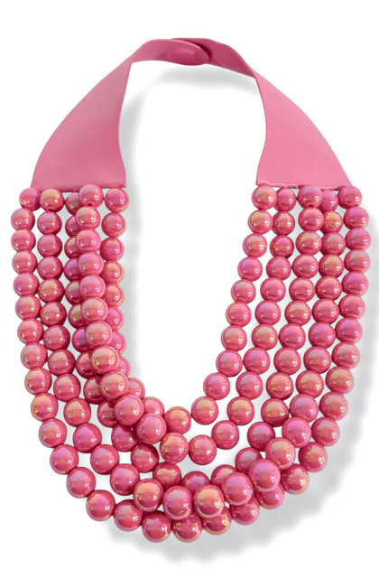 Carla 5 Strand Fuchsia Beaded Layer Necklace | The Willow Tree