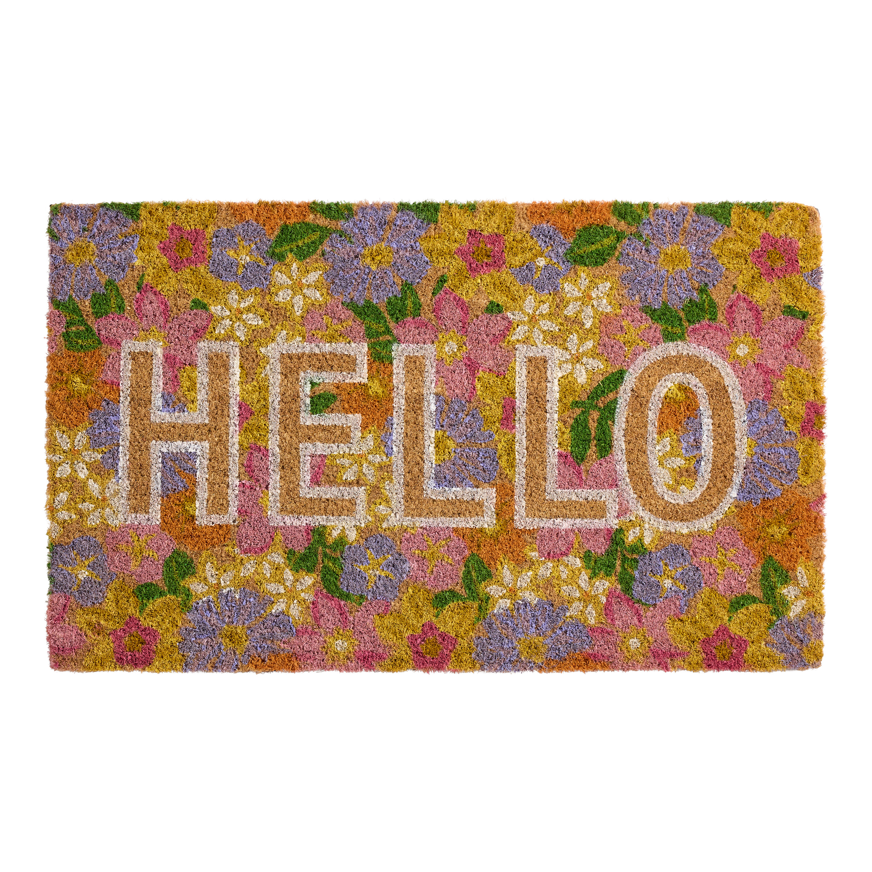 Multicolor Hello Spring Floral Coir Doormat | World Market