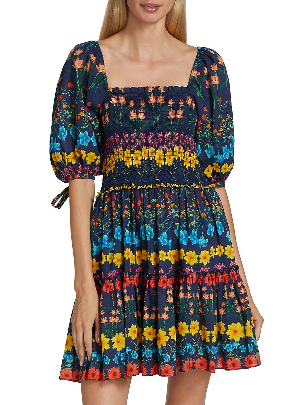 Lenny Smocked Minidress | Saks Fifth Avenue