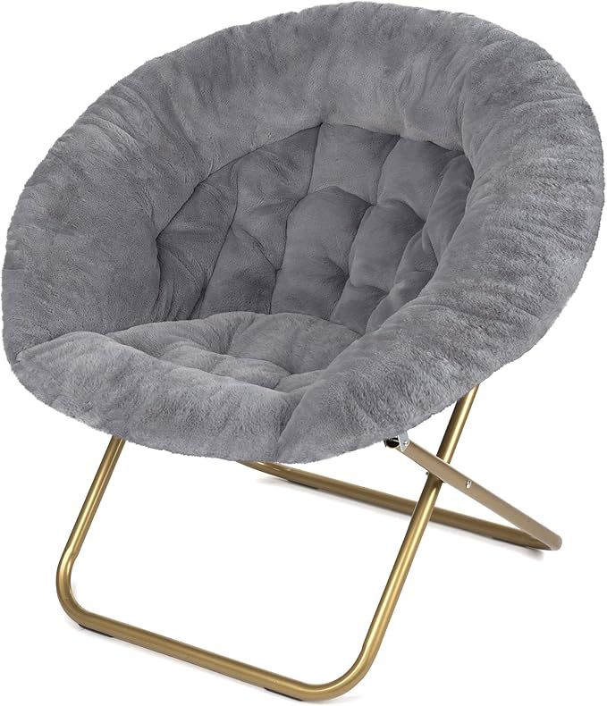 Milliard Cozy Chair/Faux Fur Saucer Chair for Bedroom/X-Large (Grey) | Amazon (US)