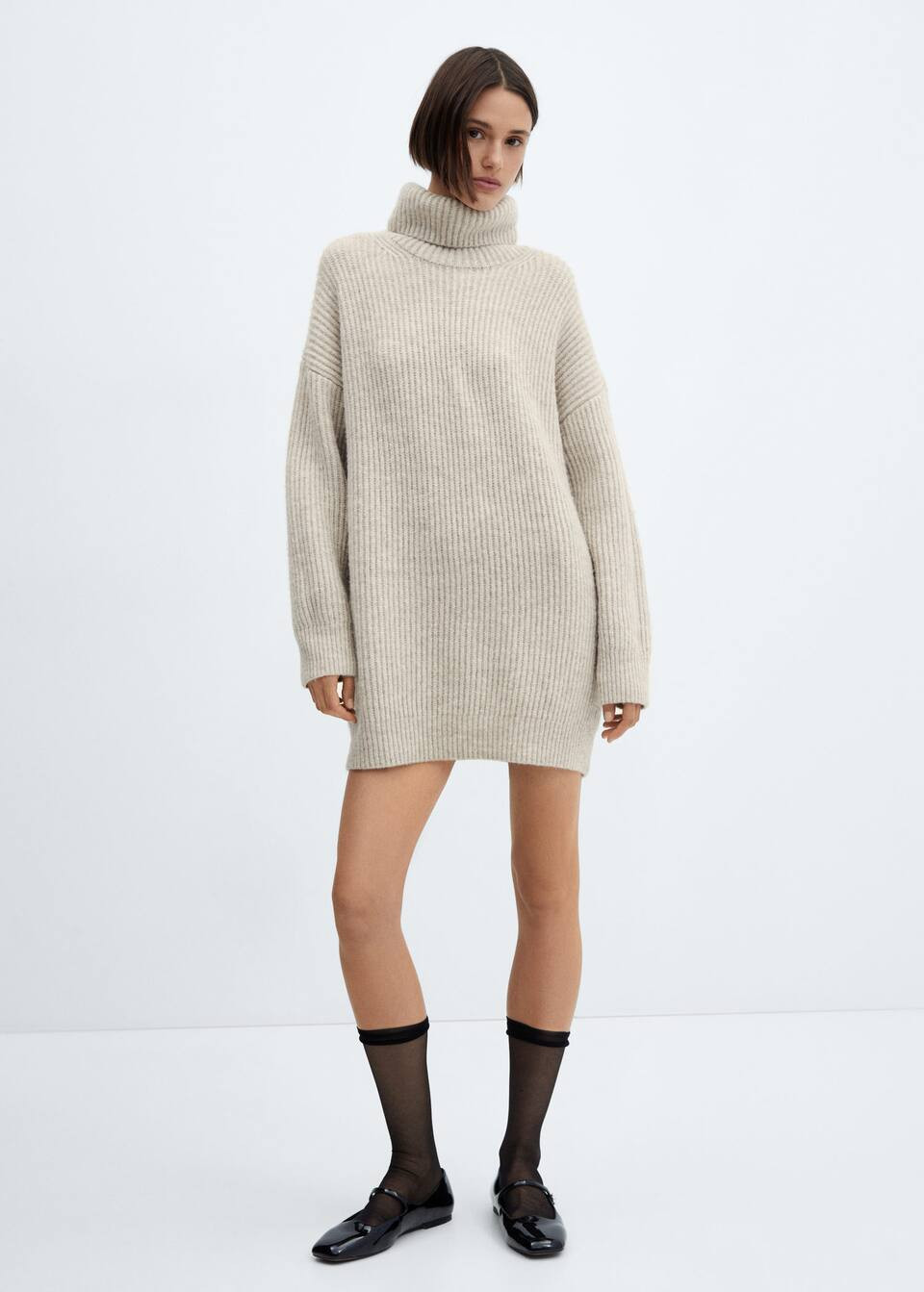 Ribbed turtleneck dress  -  Women | Mango USA | MANGO (US)