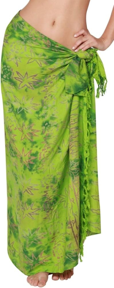 INGEAR Beach Long Batik Hand Made Sarong Womens Swimsuit Wrap Cover Up Pareo with Coconut Shell Incl | Amazon (US)