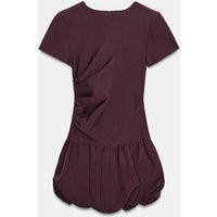 Zara - Puff Short Dress - Eggplant - S - Woman | Zara US