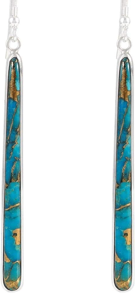 Turquoise Earrings 925 Sterling Silver & Genuine Gemstones | Amazon (US)