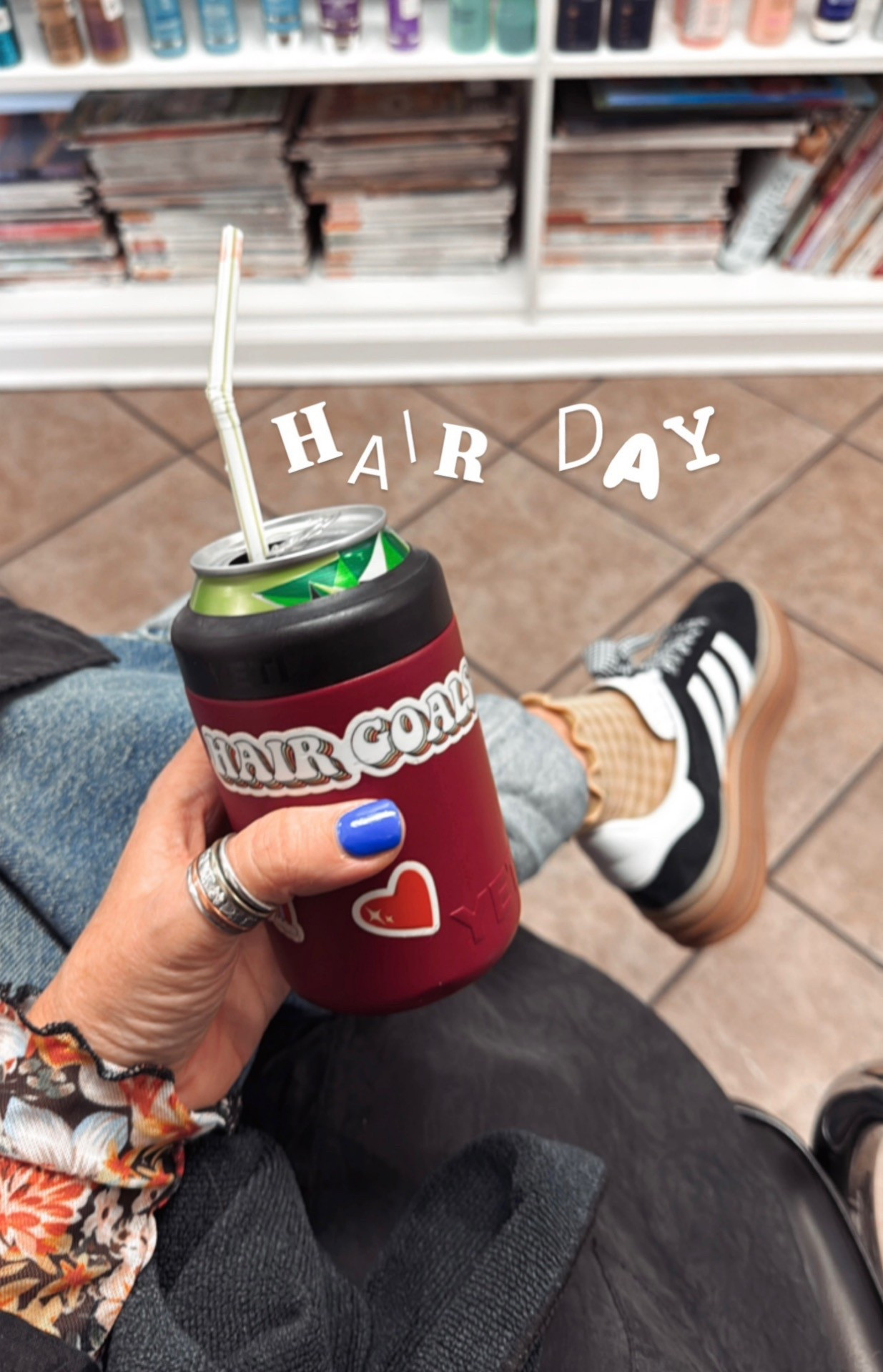 Love these sneaks and shoe laces! Also these socks come in a pack of cute different gingham colors! 
Adidas gazelle - sized down 
Jeans - sized down 
Mesh top - size M (true to size) 