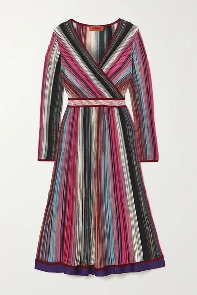 Missoni - Wrap-effect Striped Crochet-knit Dress - Pink | NET-A-PORTER (US)