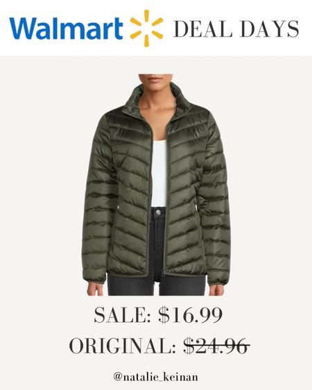 Puffer jacket on sale! Walmart fashion! Walmart find! Sale alert. Army green jacket. Winterwear. Winter style. 

#LTKSeasonal #LTKHoliday #LTKsalealert
