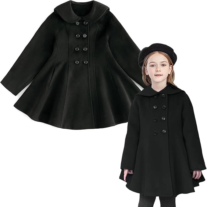 Simplee kids Girls Dress Coat Lapel Button Winter Jackets Coats Long Sleeve Outerwear with Pocket... | Amazon (US)