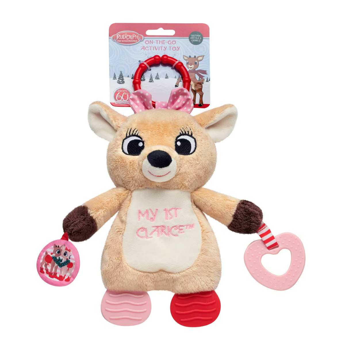 Rudolph the Red-Nosed Reindeer 10" Clarice Crib Activity Toy with Teether - Christmas | Target